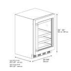 ZLINE Autograph 24" Touchstone 151 Can Beverage Fridge With Satin Stainless Steel Glass Door And Champagne Bronze Handle, RBSOZ-SN-24-CB