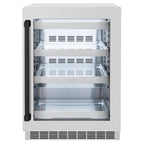 ZLINE Autograph 24" Touchstone 151 Can Beverage Fridge With Satin Stainless Steel Glass Door And Matte Black Handle, RBSOZ-SN-24-MB