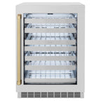 ZLINE Autograph 24" Touchstone Dual Zone 44 Bottle Wine Cooler with Satin Stainless Steel Glass Door and Champagne Bronze Handle, RWDOZ-SN-24-CB