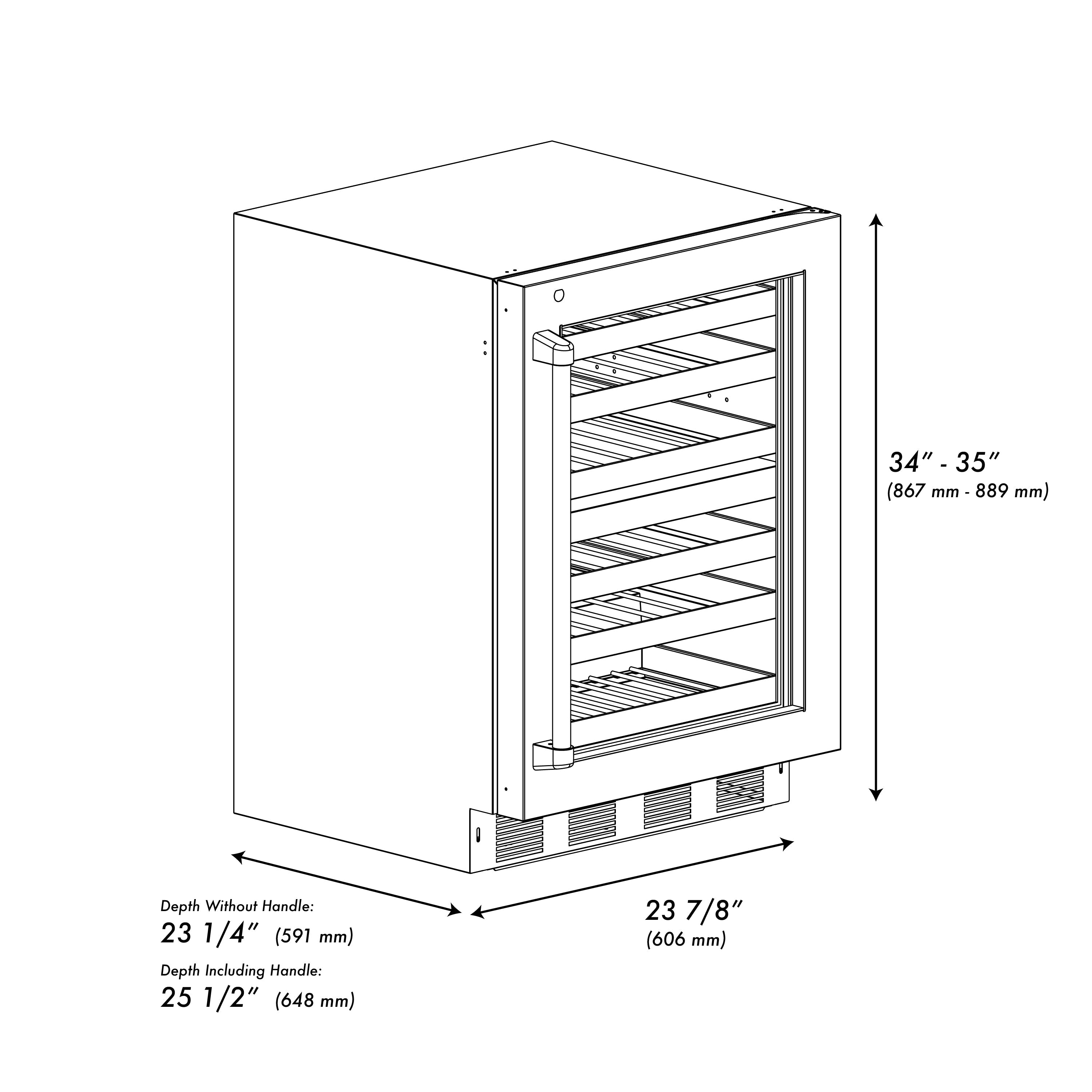 ZLINE Autograph 24" Touchstone Dual Zone 44 Bottle Wine Cooler with Satin Stainless Steel Glass Door and Polished Gold Handle, RWDOZ-SN-24-G