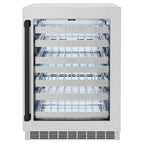 ZLINE Autograph 24" Touchstone Dual Zone 44 Bottle Wine Cooler with Satin Stainless Steel Glass Door and Matte Black Handle, RWDOZ-SN-24-MB