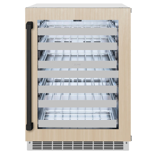 ZLINE Autograph 24" Touchstone Dual Zone 44 Bottle Wine Cooler with Panel Ready Glass Door and Matte Black Handle,  RWDPOZ-24-MB
