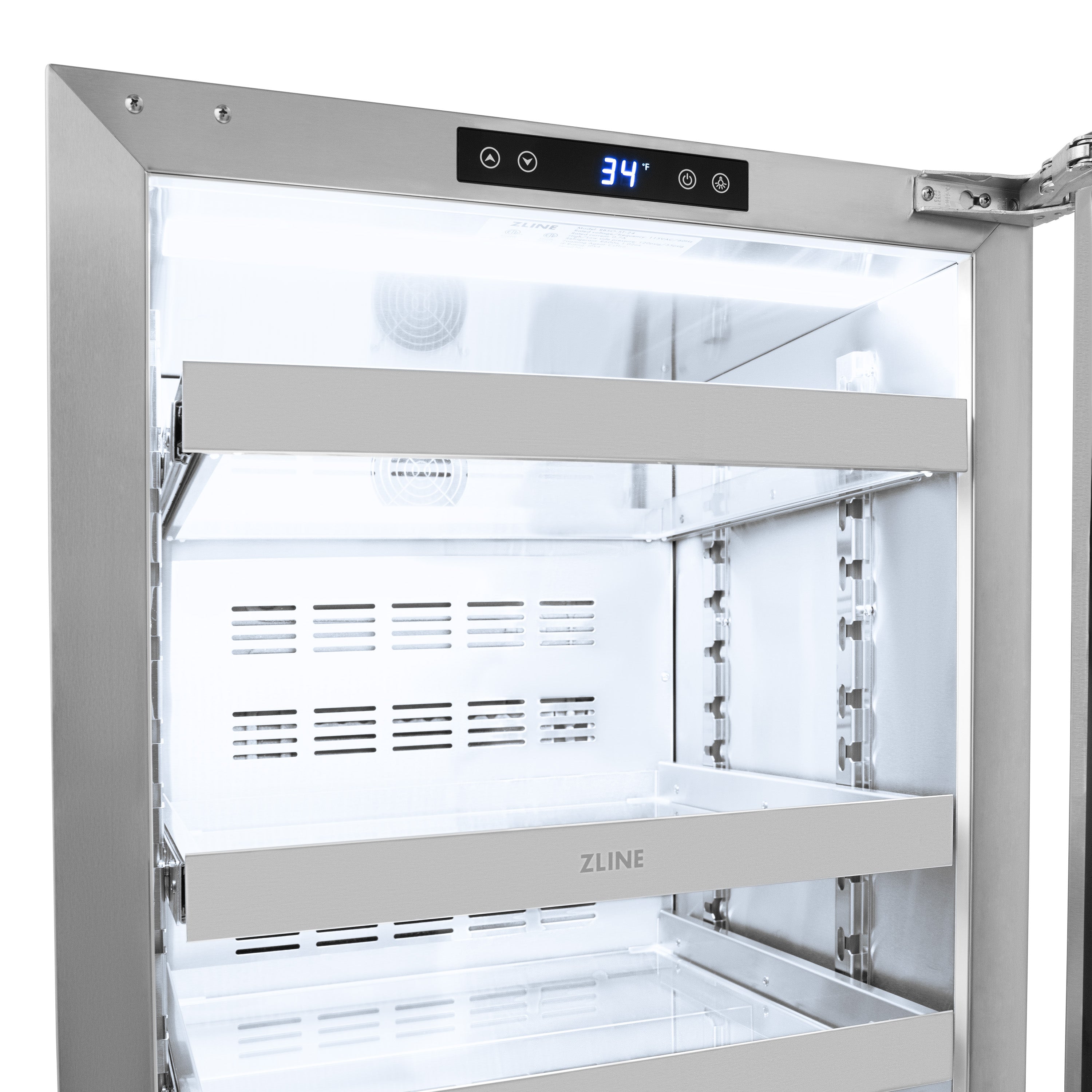 ZLINE Autograph 24" Touchstone 151 Can Beverage Fridge with Stainless Steel Glass Door and Champagne Bronze Handle,  RBSOZ-GS-24-CB