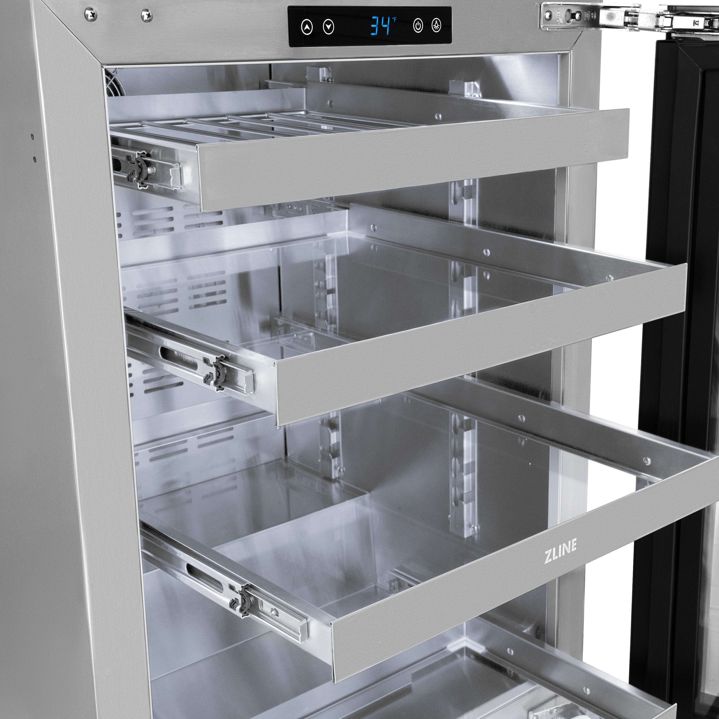 ZLINE Autograph 24" Touchstone 151 Can Beverage Fridge with Stainless Steel Glass Door and Champagne Bronze Handle,  RBSOZ-GS-24-CB