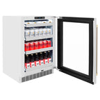 ZLINE Autograph 24" Touchstone 151 Can Beverage Fridge with Stainless Steel Glass Door and Champagne Bronze Handle,  RBSOZ-GS-24-CB