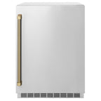 ZLINE Autograph 24" Touchstone 151 Can Beverage Fridge with Solid Stainless Steel Door and Champagne Bronze Helix Handle, RBSOZ-ST-24-KCB