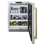 ZLINE Autograph 24" Touchstone 151 Can Beverage Fridge with Solid Stainless Steel Door and Polished Gold Helix Handle, RBSOZ-ST-24-KG