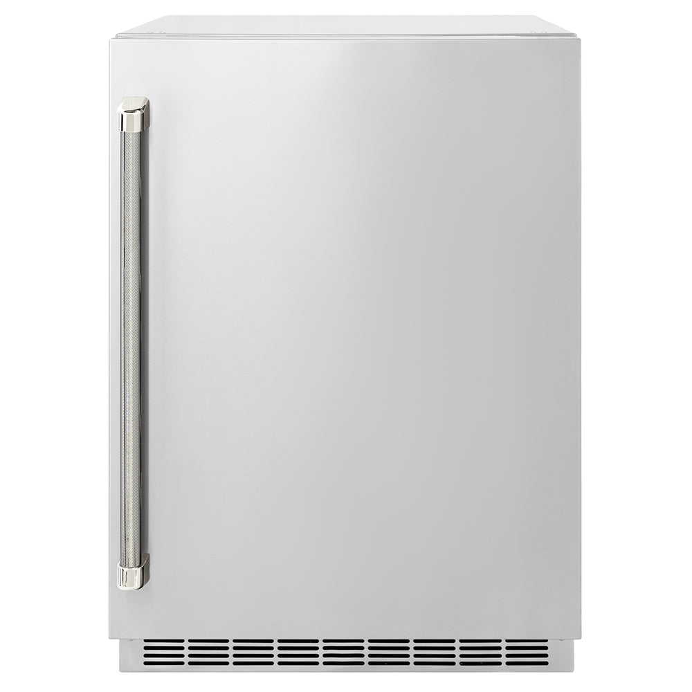 ZLINE Autograph 24" Touchstone 151 Can Beverage Fridge with Solid Stainless Steel Door and Polished Nickel Helix Handle, RBSOZ-ST-24-KPN