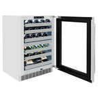ZLINE Autograph 24" Touchstone Dual Zone 44 Bottle Wine Cooler with Stainless Steel Glass Door and Polished Nickel Helix Handle, RWDOZS-24-KPN