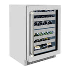 ZLINE Autograph 24" Touchstone Dual Zone 44 Bottle Wine Cooler with Stainless Steel Glass Door and Polished Nickel Helix Handle, RWDOZS-24-KPN