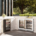 ZLINE Autograph 24" Touchstone 151 Can Beverage Fridge with White Matte Glass Door and Polished Gold Handle, RBSOZ-WM-24-G