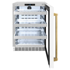 ZLINE Autograph 24" Touchstone 151 Can Beverage Fridge with White Matte Glass Door and Polished Gold Handle, RBSOZ-WM-24-G