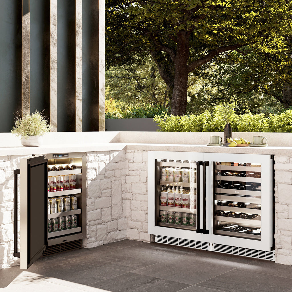 ZLINE Autograph 24" Touchstone Dual Zone 44 Bottle Wine Cooler with White Matte Glass Door and Matte Black Handle, RWDOZ-WM-24-MB