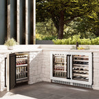 ZLINE Autograph 24" Touchstone 151 Can Beverage Fridge with White Matte Glass Door and Matte Black Handle, RBSOZ-WM-24-MB