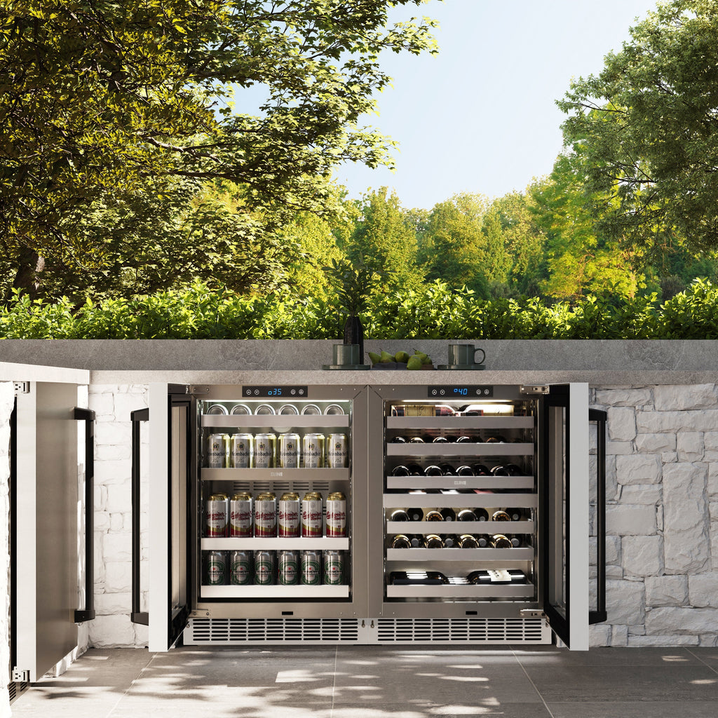 ZLINE Autograph 24" Touchstone Dual Zone 44 Bottle Wine Cooler with White Matte Glass Door and Matte Black Handle, RWDOZ-WM-24-MB