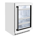 ZLINE Autograph 24" Touchstone Dual Zone 44 Bottle Wine Cooler with White Matte Glass Door and Matte Black Handle, RWDOZ-WM-24-MB