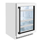 ZLINE Autograph 24" Touchstone Dual Zone 44 Bottle Wine Cooler with White Matte Glass Door and Matte Black Handle, RWDOZ-WM-24-MB