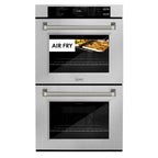 ZLINE Autograph 30" Professional True Convection Double Wall Oven with Air Fry and Self Clean in Satin Stainless Steel with Polished Nickel Helix Handles, WADSZ-30-KPN