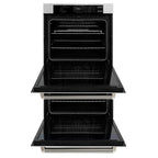 ZLINE Autograph 30" Professional True Convection Double Wall Oven with Air Fry and Self Clean in Satin Stainless Steel with Polished Nickel Helix Handles, WADSZ-30-KPN