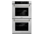 ZLINE Autograph 30" Professional True Convection Double Wall Oven with Air Fry and Self Clean in Satin Stainless Steel with Polished Nickel Helix Handles, WADSZ-30-KPN