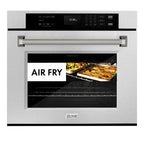 ZLINE Autograph 30" Professional True Convection Single Wall Oven with Air Fry and Self Clean in Satin Stainless Steel with Polished Nickel Helix Handle, WASSZ-30-KPN