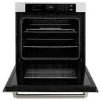 ZLINE Autograph 30" Professional True Convection Single Wall Oven with Air Fry and Self Clean in Satin Stainless Steel with Polished Nickel Helix Handle, WASSZ-30-KPN
