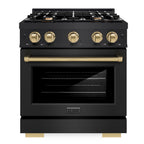 ZLINE 30 in. Select Dual Fuel Range 4.2 cu. ft. 4 Burner Cooktop Black Stainless Steel Champagne Bronze Accents (HDRBZ-30-CB)