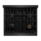 ZLINE 30 in. Dual Fuel Range 4.2 cu. ft. 4 Burner Gas Cooktop Electric Convection Oven Black Stainless Steel Polished Gold Accents (HDRBZ-30-G)