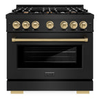 ZLINE 36 in. Select Dual Fuel Range 5.2 cu. ft. 6 Burners Black Stainless Steel with Champagne Bronze Accents (HDRBZ-36-CB)