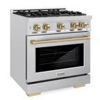 ZLINE 30 in. Gas Range 4.2 cu. ft. 4 Burners Convection Oven Satin Stainless Steel Champagne Bronze Accents (HGRSZ-30-CB)
