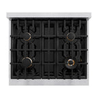 ZLINE 30 in. Gas Range 4.2 cu. ft. Select Series Convection Oven with 4 Burner Cooktop, Satin Stainless Steel & Polished Gold Accents (HGRSZ-30-G)