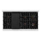 ZLINE 48 in. Dual Fuel Range Double Oven 6.7 cu. ft. 8 Gas Burners Satin Stainless Steel White Matte Doors Polished Gold Accents (HDRSZ-WM-48-G)