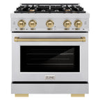 ZLINE 30 in. Dual Fuel Range 4.2 cu. ft. 4 Burner Gas Cooktop Electric Convection Oven Champagne Bronze Accents (HDRZ-30-CB)