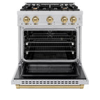 ZLINE 30 in. Dual Fuel Range 4.2 cu. ft. 4 Burner Gas Cooktop Electric Convection Oven Champagne Bronze Accents (HDRZ-30-CB)