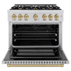 ZLINE 36 in. Select Dual Fuel Range 5.2 cu. ft. 6 Burners Stainless Steel with Champagne Bronze Accents (HDRZ-36-CB)