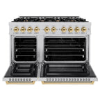 ZLINE 48 in. Dual Fuel Range Double Oven 6.7 cu. ft. 8 Burners Stainless Steel with Polished Gold Accents (HDRZ-48-G)