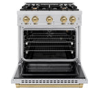 ZLINE 30 in. Gas Range 4.2 cu. ft. 4 Burners Stainless Steel with Champagne Bronze Accents (HGRZ-30-CB)