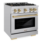 ZLINE 30 in. Gas Range 4.2 cu. ft. 4 Burners Stainless Steel with Champagne Bronze Accents (HGRZ-30-CB)