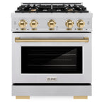 ZLINE 30 in. Gas Range 4.2 cu. ft. 4 Burners Stainless Steel with Polished Gold Accents (HGRZ-30-G)