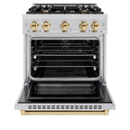 ZLINE 30 in. Gas Range 4.2 cu. ft. 4 Burners Stainless Steel with Polished Gold Accents (HGRZ-30-G)