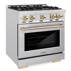 ZLINE 30 in. Gas Range 4.2 cu. ft. 4 Burners Stainless Steel with Polished Gold Accents (HGRZ-30-G)
