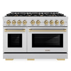 ZLINE 48 in. Gas Range Double Oven 6.7 cu. ft. 8 Burners Stainless Steel with Champagne Bronze Accents (HGRZ-48-CB)