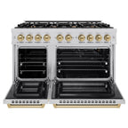 ZLINE 48 in. Gas Range Double Oven 6.7 cu. ft. 8 Burners Stainless Steel with Champagne Bronze Accents (HGRZ-48-CB)