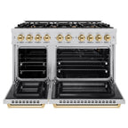 ZLINE 48 in. Gas Range Double Oven 6.7 cu. ft. 8 Burners Stainless Steel with Polished Gold Accents (HGRZ-48-G)