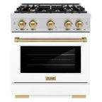 ZLINE 30 in. Dual Fuel Range 4.2 cu. ft. 4 Burners Stainless Steel White Matte Door Champagne Bronze Accents (HDRZ-WM-30-CB)