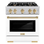 ZLINE 30 in. Select Dual Fuel Range 4.2 cu. ft. 4 Burner Gas Cooktop Electric Convection Oven Stainless Steel White Matte Door Polished Gold Accents (HDRZ-WM-30-G)
