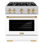 ZLINE 30 in. Select Gas Range 4.2 cu. ft. 4 Burner Cooktop Stainless Steel White Matte Door Polished Gold Accents (HGRZ-WM-30-G)