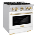 ZLINE 30 in. Select Gas Range 4.2 cu. ft. 4 Burner Cooktop Stainless Steel White Matte Door Polished Gold Accents (HGRZ-WM-30-G)
