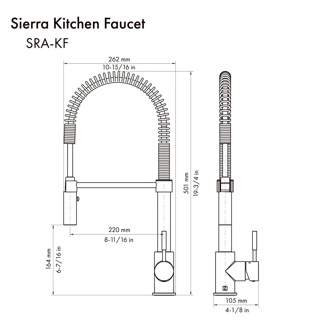 ZLINE Autograph Sierra Pull Down Spring Single Handle Kitchen Faucet in Brushed Nickel and Champagne Bronze, SRA-KF-ZBNCB