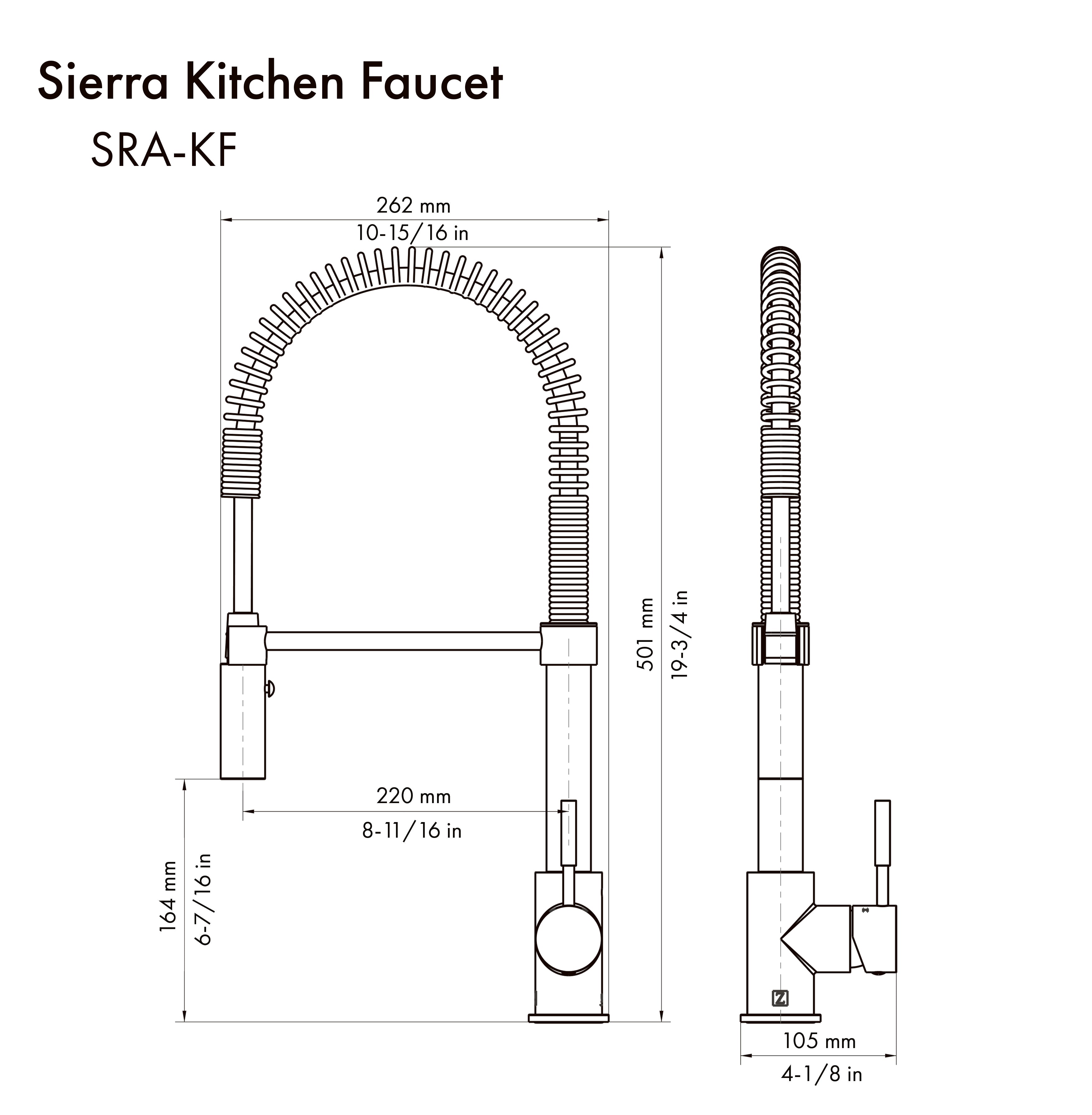 ZLINE Autograph Sierra Pull Down Spring Single Handle Kitchen Faucet in Matte Black and Champagne Bronze, SRA-KF-ZMBCB